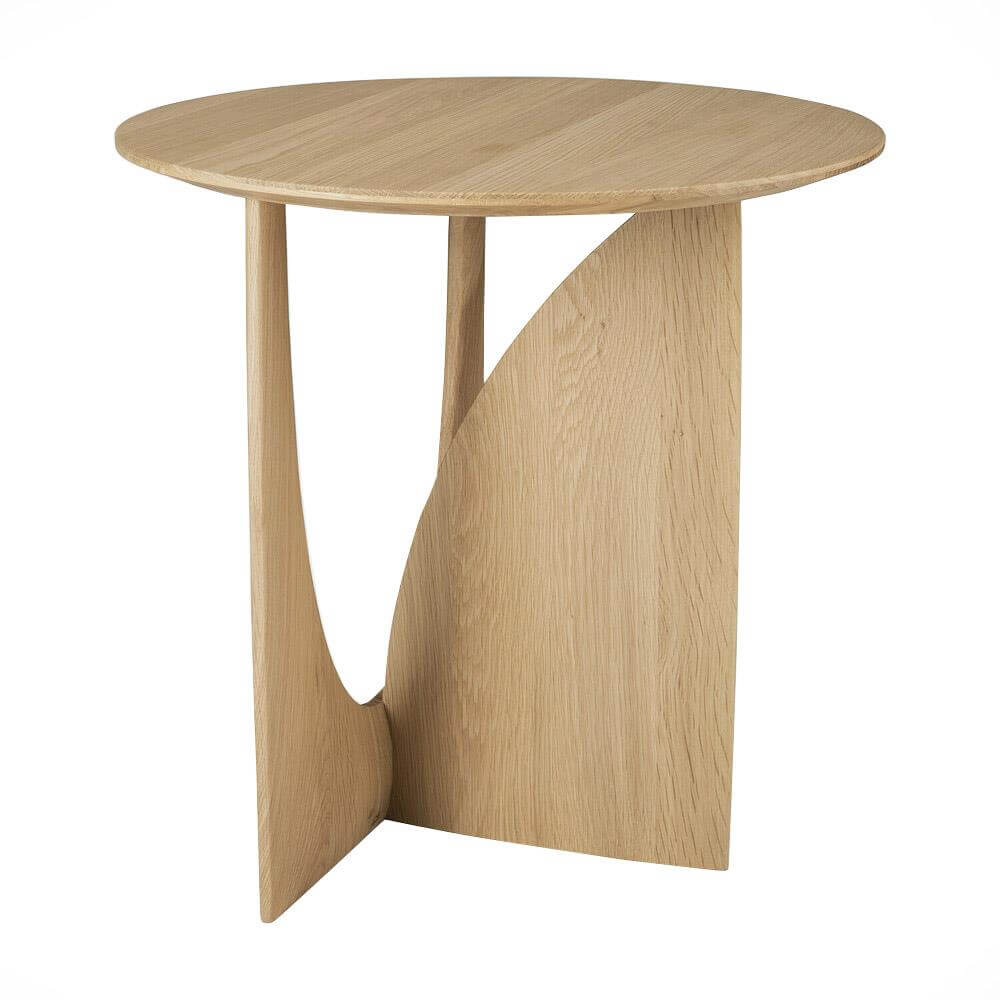 Ethnicraft Oak Geometric Side Table